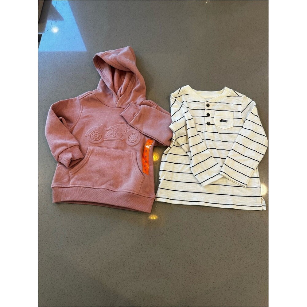 Brand New! Kids Headquarter 2 piece set: Pullover Hoodie & Long Sleeve Shirt 2T